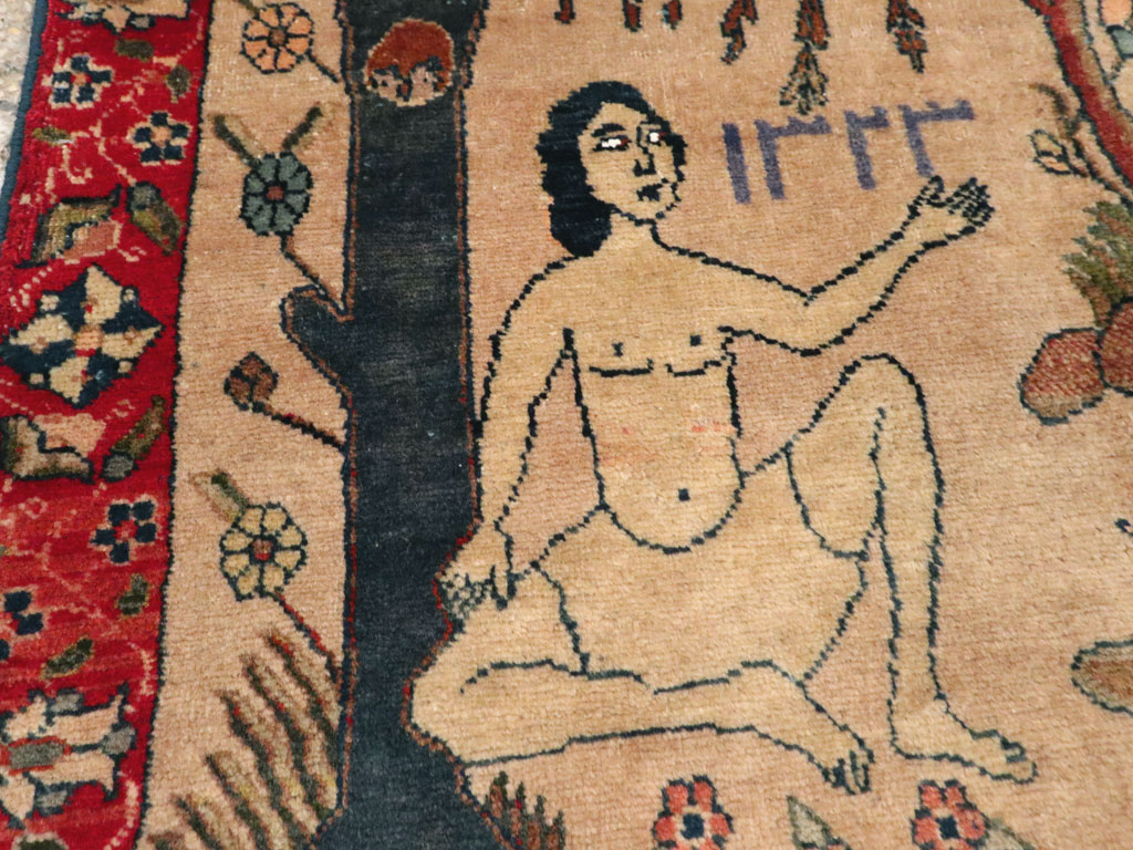 Vintage Persian Tabriz Pictorial Rug, No.22999 - Gss