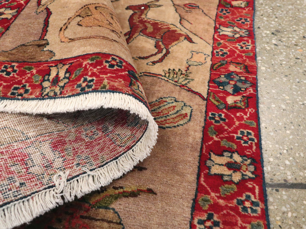 Vintage Persian Tabriz Pictorial Rug, No.22999 - Gss