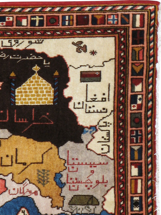 Vintage Tabriz Pictorial Map Rug, No.23004 - Gss