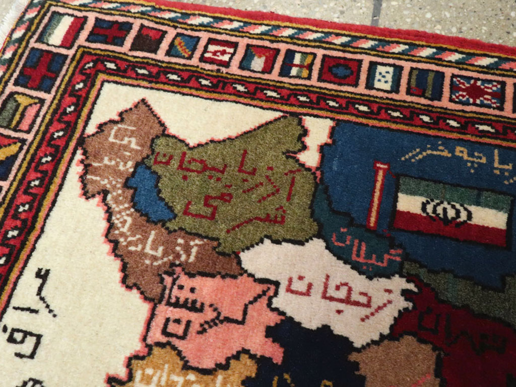 Vintage Tabriz Pictorial Map Rug, No.23004 - Gss