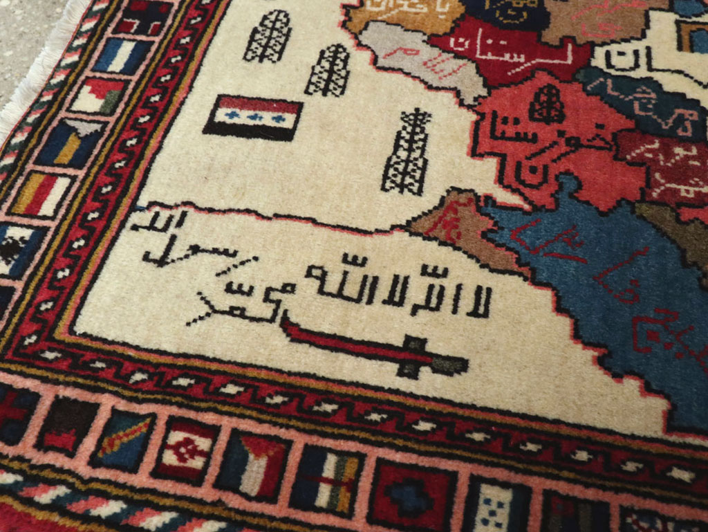 Vintage Tabriz Pictorial Map Rug, No.23004 - Gss