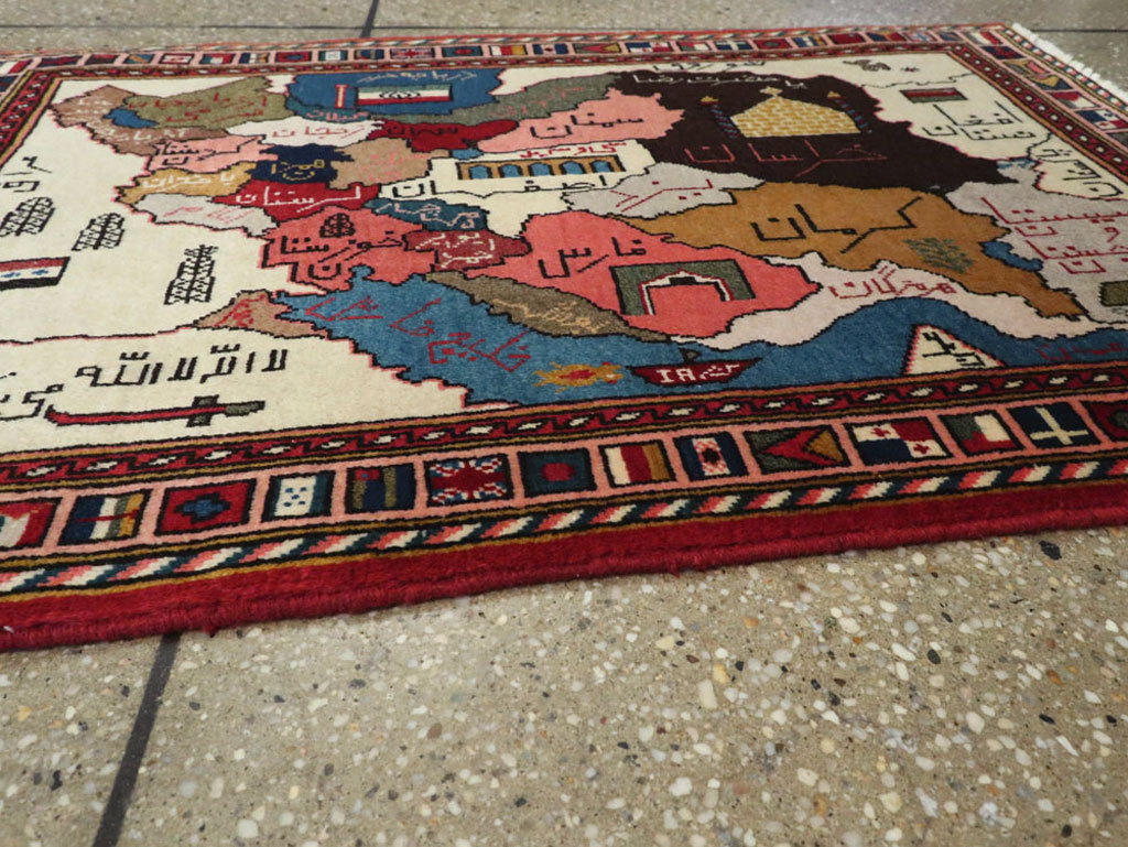 Vintage Tabriz Pictorial Map Rug, No.23004 - Gss