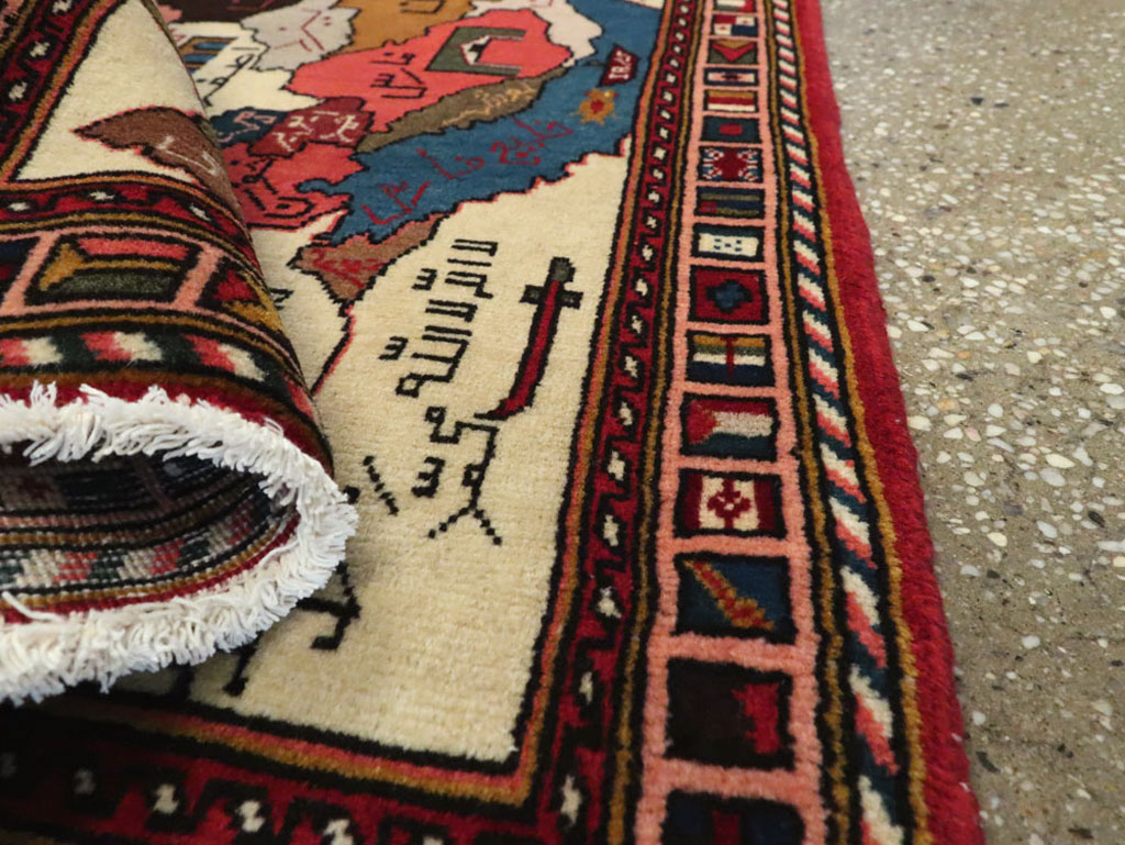 Vintage Tabriz Pictorial Map Rug, No.23004 - Gss