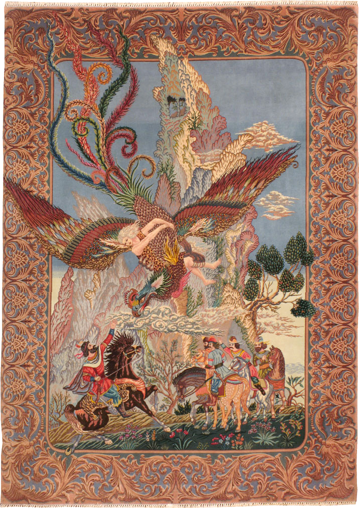 Vintage Persian Tabriz Pictorial Rug, No.23008 - Gss