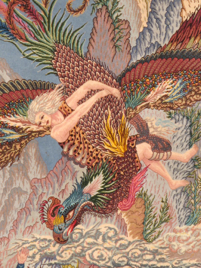 Vintage Persian Tabriz Pictorial Rug, No.23008 - Gss