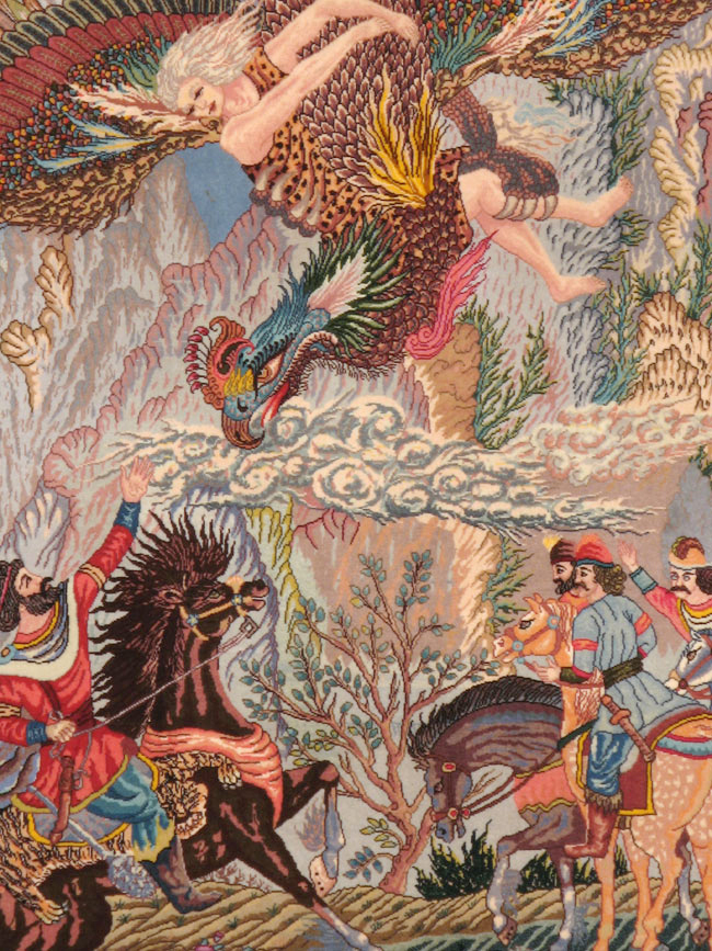 Vintage Persian Tabriz Pictorial Rug, No.23008 - Gss