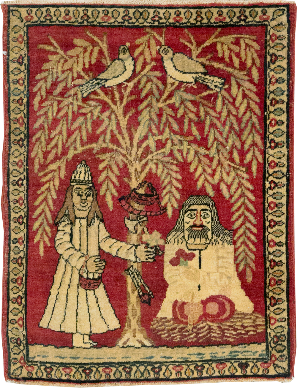 Antique Persian Lavar Kerman Pictorial Rug (Pair: 1 of 2), No.23029 - Gss