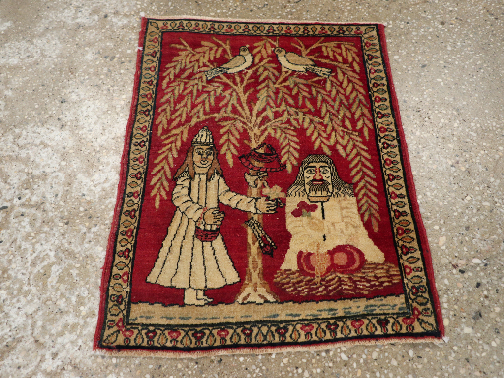 Antique Persian Lavar Kerman Pictorial Rug (Pair: 1 of 2), No.23029 - Gss