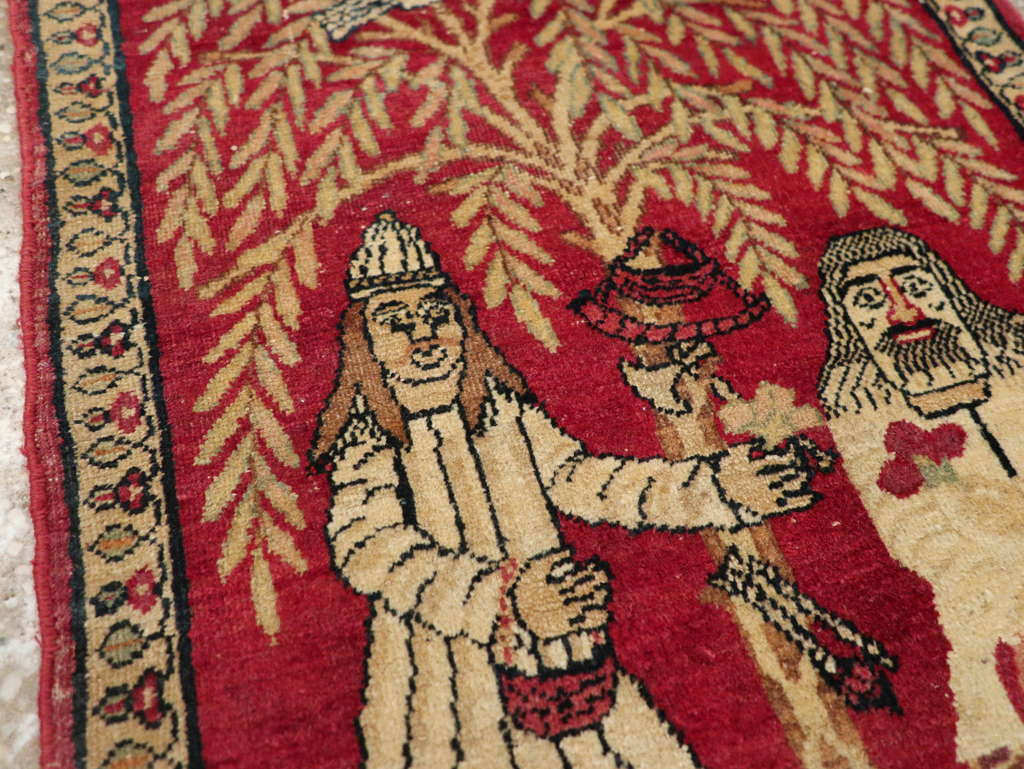 Antique Persian Lavar Kerman Pictorial Rug (Pair: 1 of 2), No.23029 - Gss