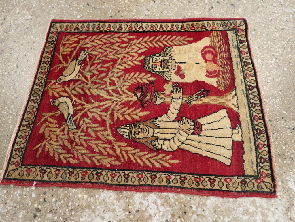 Antique Persian Lavar Kerman Pictorial Rug (Pair: 1 of 2), No.23029 - Gss