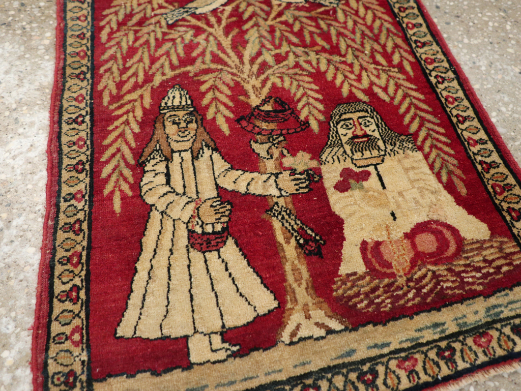 Antique Persian Lavar Kerman Pictorial Rug (Pair: 1 of 2), No.23029 - Gss