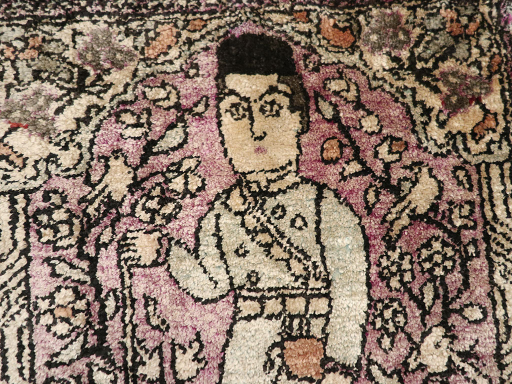 Antique Persian Kashan Pictorial Rug, No.23035 - Gss