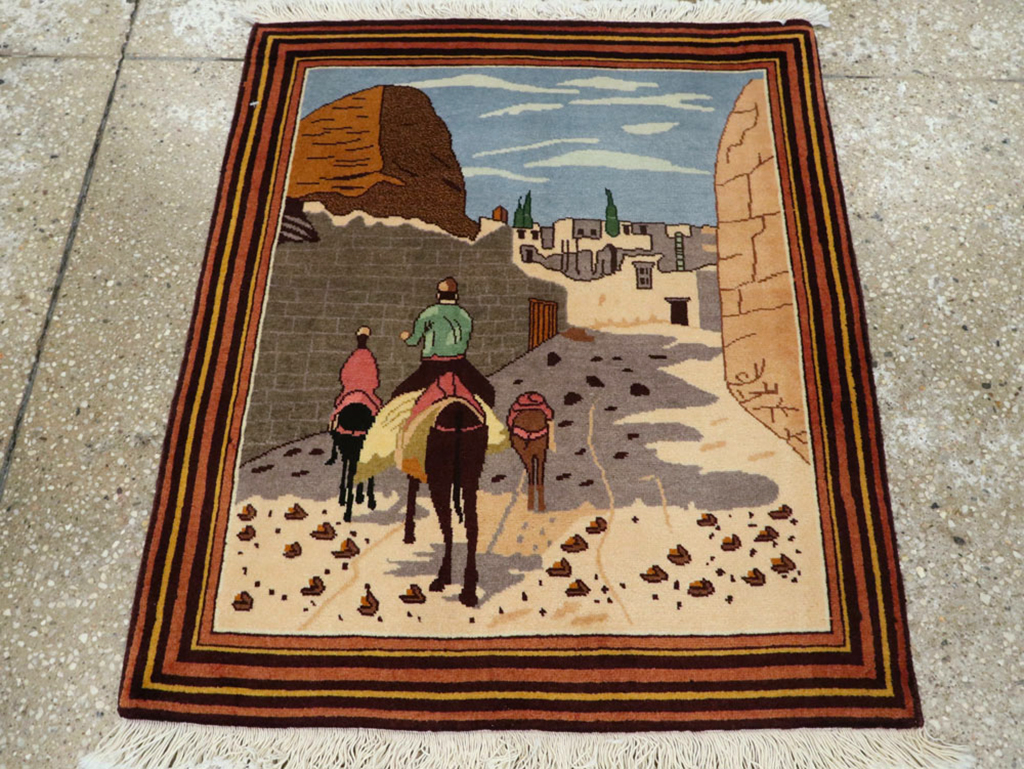 Vintage Persian Tabriz Pictorial Rug, No.23068 - Gss