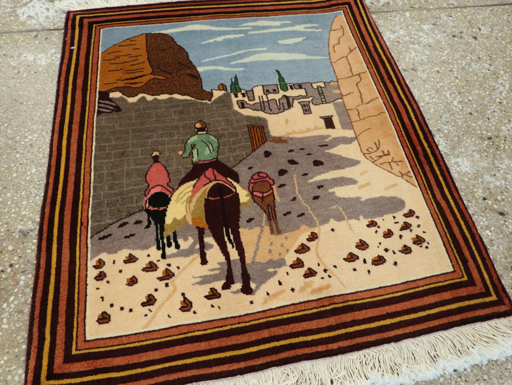 Vintage Persian Tabriz Pictorial Rug, No.23068 - Gss