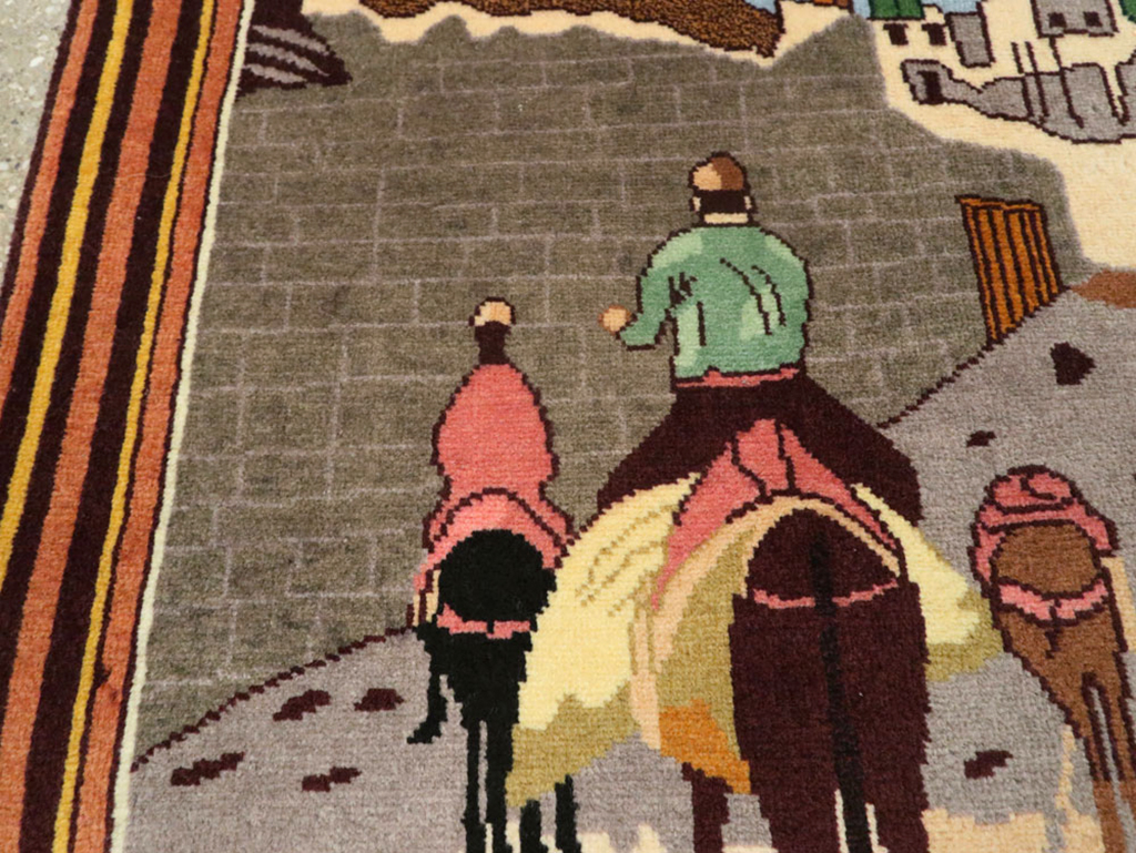 Vintage Persian Tabriz Pictorial Rug, No.23068 - Gss