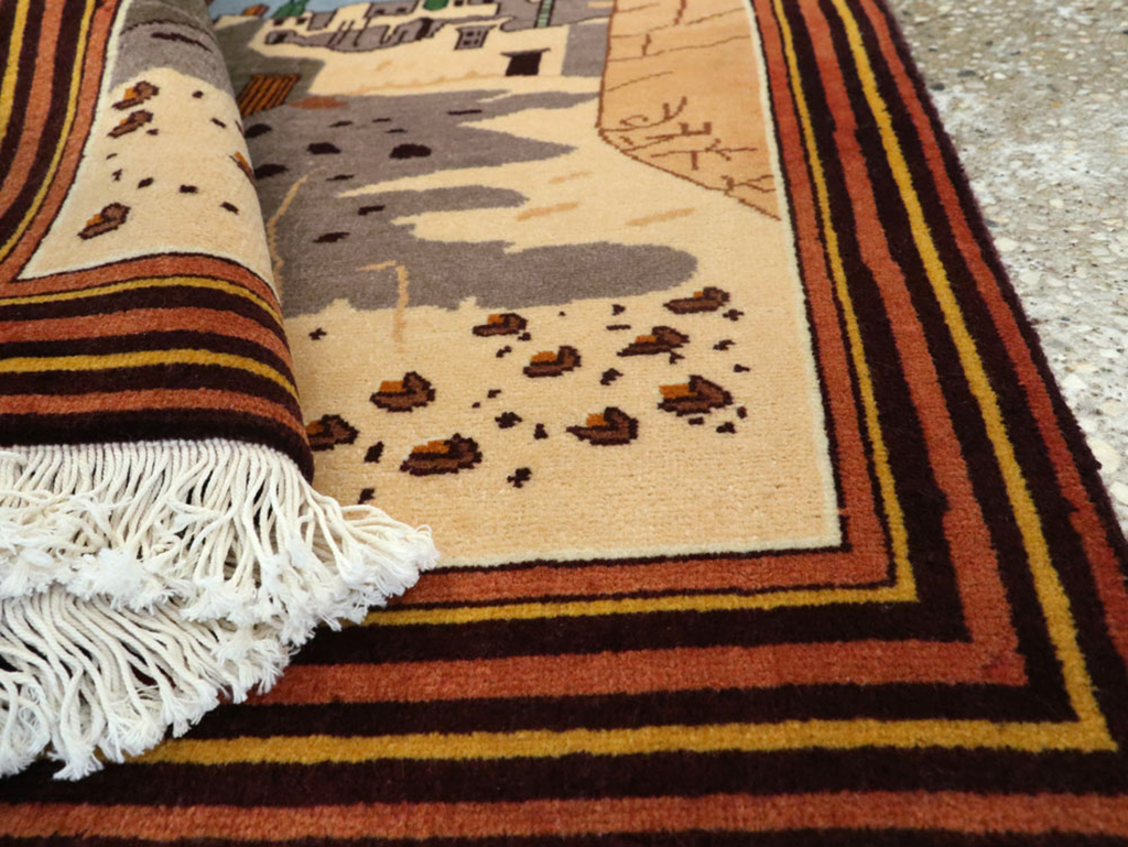 Vintage Persian Tabriz Pictorial Rug, No.23068 - Gss