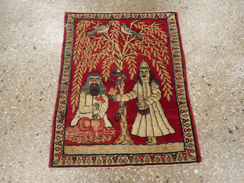 Antique Persian Lavar Kerman Pictorial Rug (Pair: 2 of 2), No.23078 - Gss