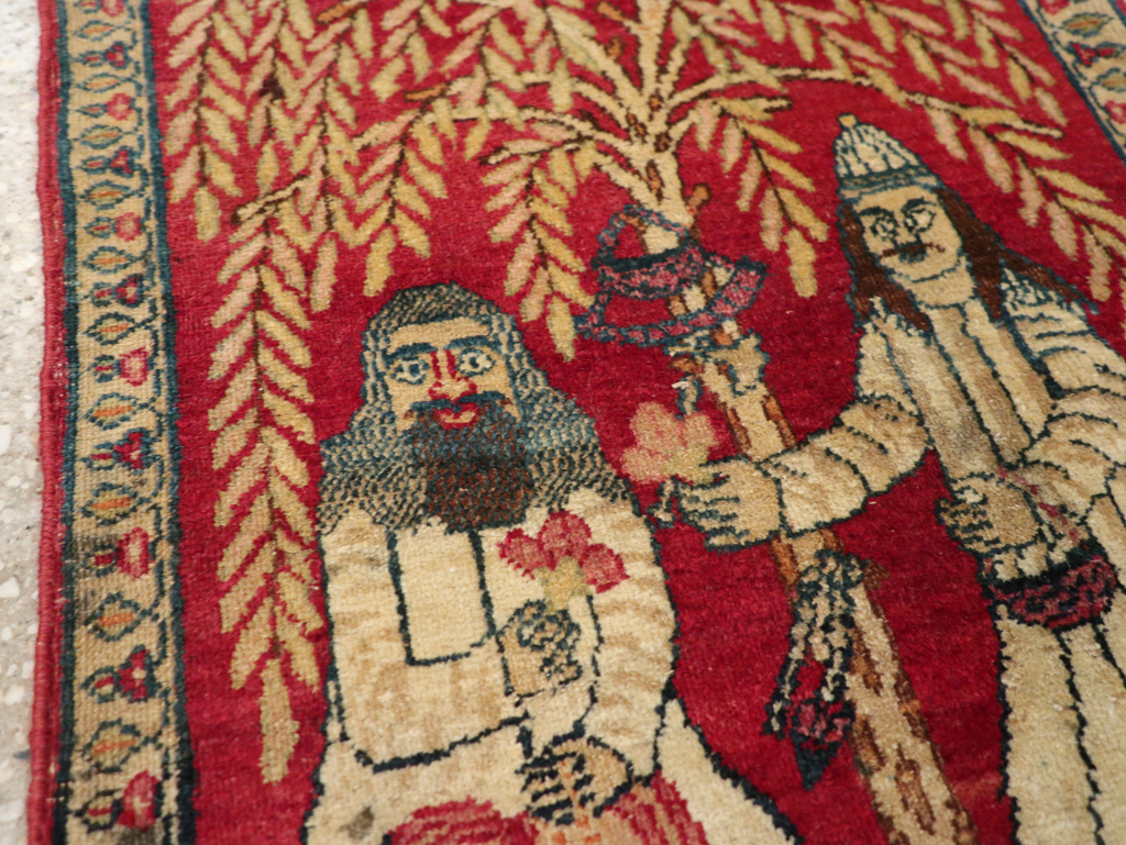 Antique Persian Lavar Kerman Pictorial Rug (Pair: 2 of 2), No.23078 - Gss