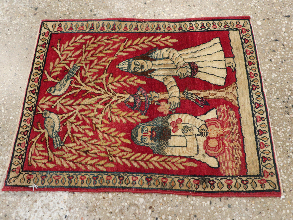 Antique Persian Lavar Kerman Pictorial Rug (Pair: 2 of 2), No.23078 - Gss