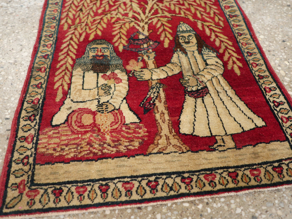 Antique Persian Lavar Kerman Pictorial Rug (Pair: 2 of 2), No.23078 - Gss
