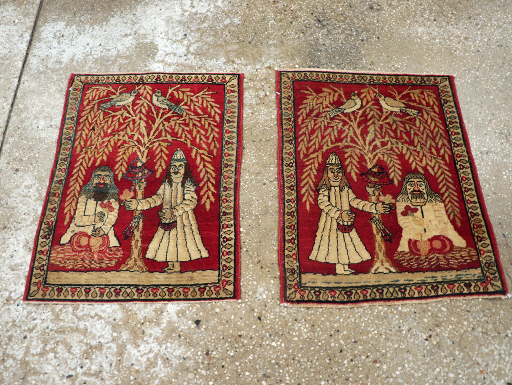 Antique Persian Lavar Kerman Pictorial Rug (Pair: 2 of 2), No.23078 - Gss