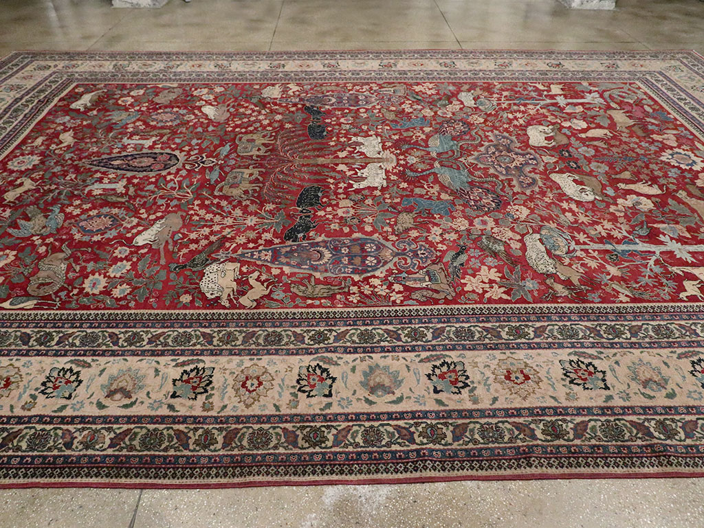 Antique Persian Mashad Pictorial Oversize Carpet, No.23094 - Gss