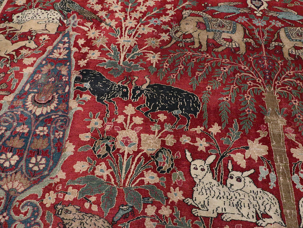 Antique Persian Mashad Pictorial Oversize Carpet, No.23094 - Gss