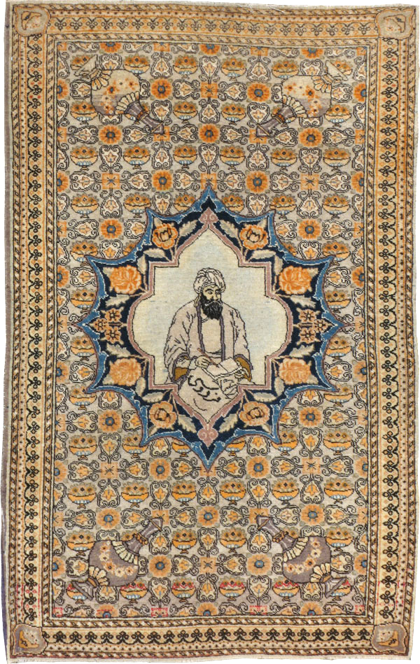 Vintage Persian Tabriz Pictorial Rug, No.23097 - Gss
