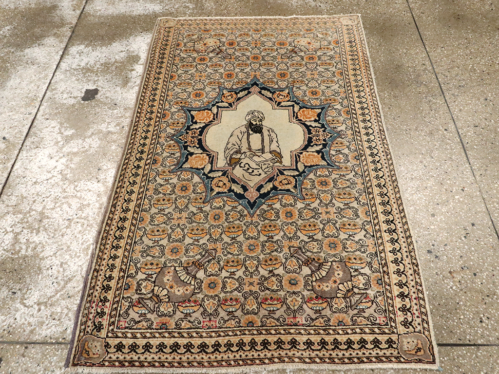 Vintage Persian Tabriz Pictorial Rug, No.23097 - Gss
