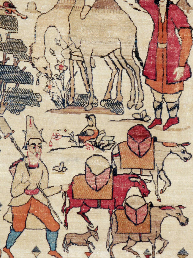 Vintage Persian Kerman Pictorial Rug, No.23102 - Gss