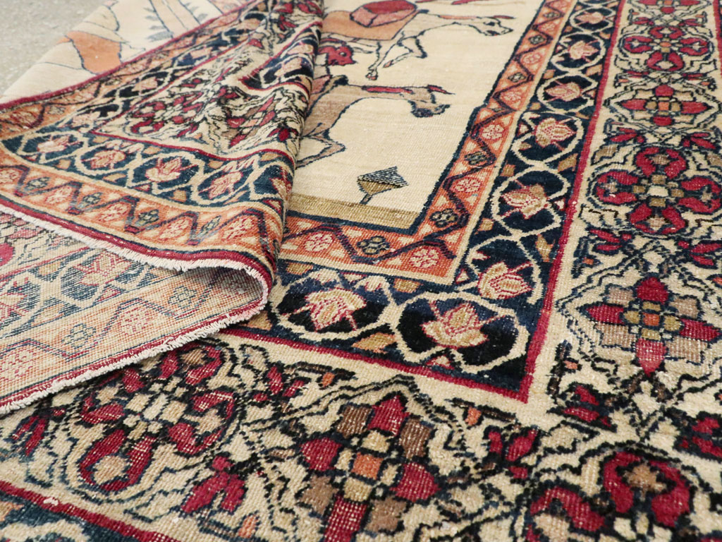 Vintage Persian Kerman Pictorial Rug, No.23102 - Gss