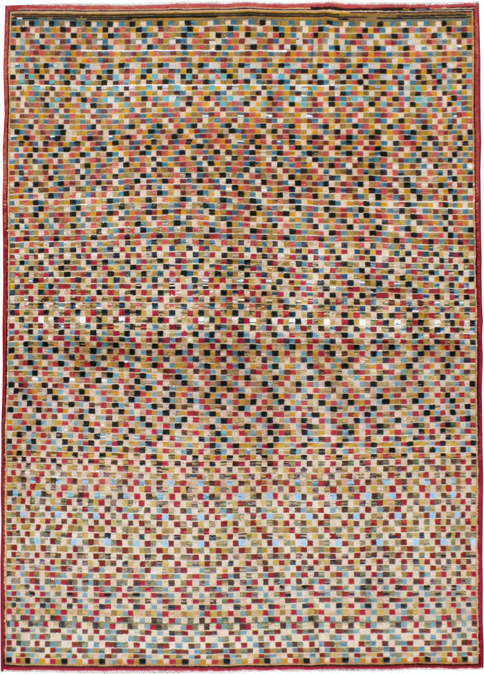 Vintage Persian Kashan Modernist Rug, No.23109 - Gss