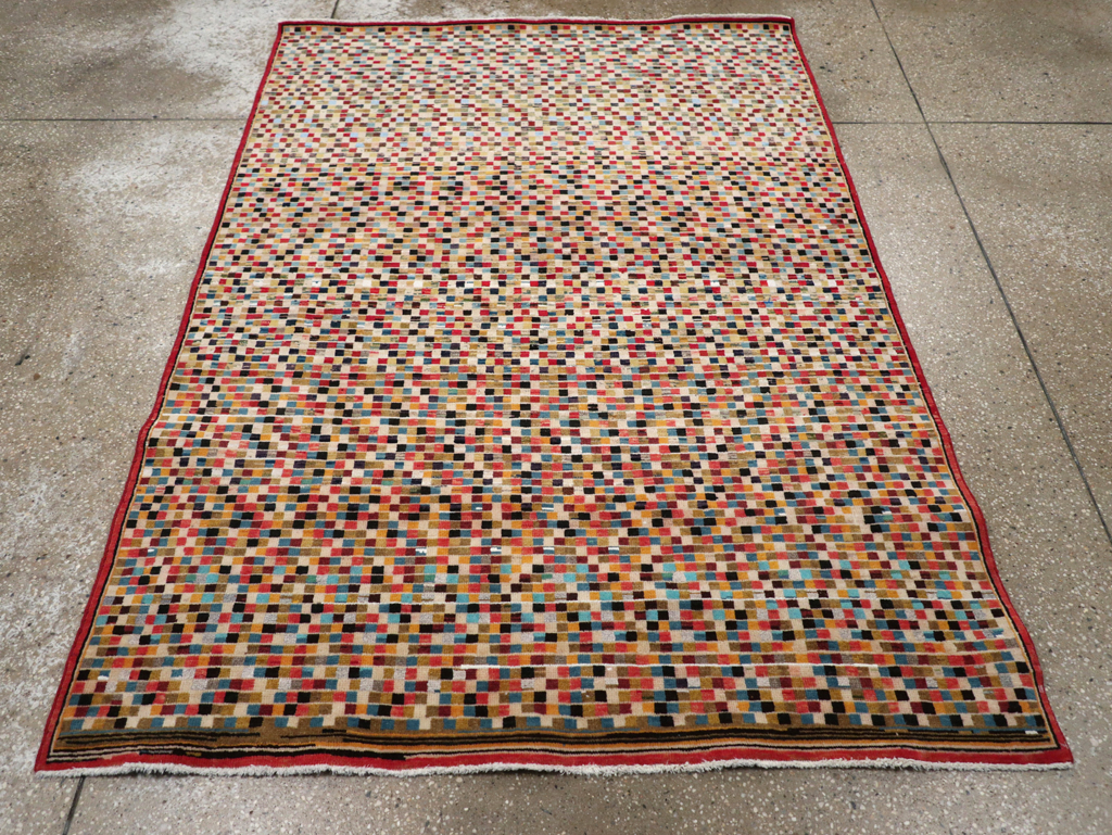 Vintage Persian Kashan Modernist Rug, No.23109 - Gss