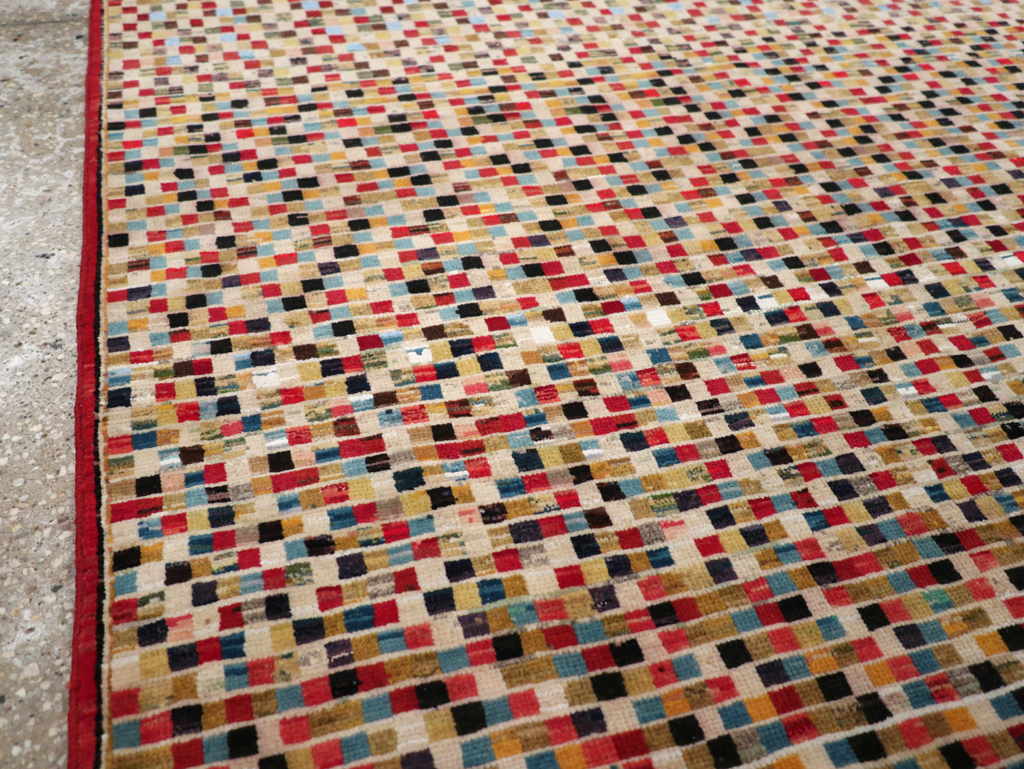 Vintage Persian Kashan Modernist Rug, No.23109 - Gss