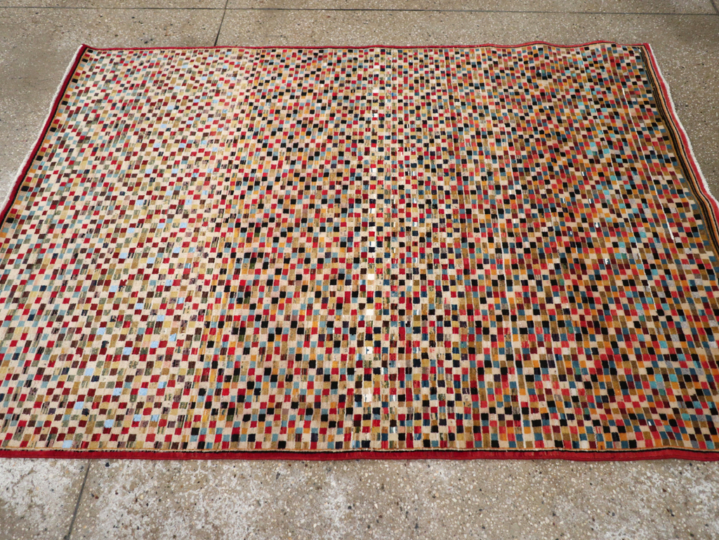 Vintage Persian Kashan Modernist Rug, No.23109 - Gss