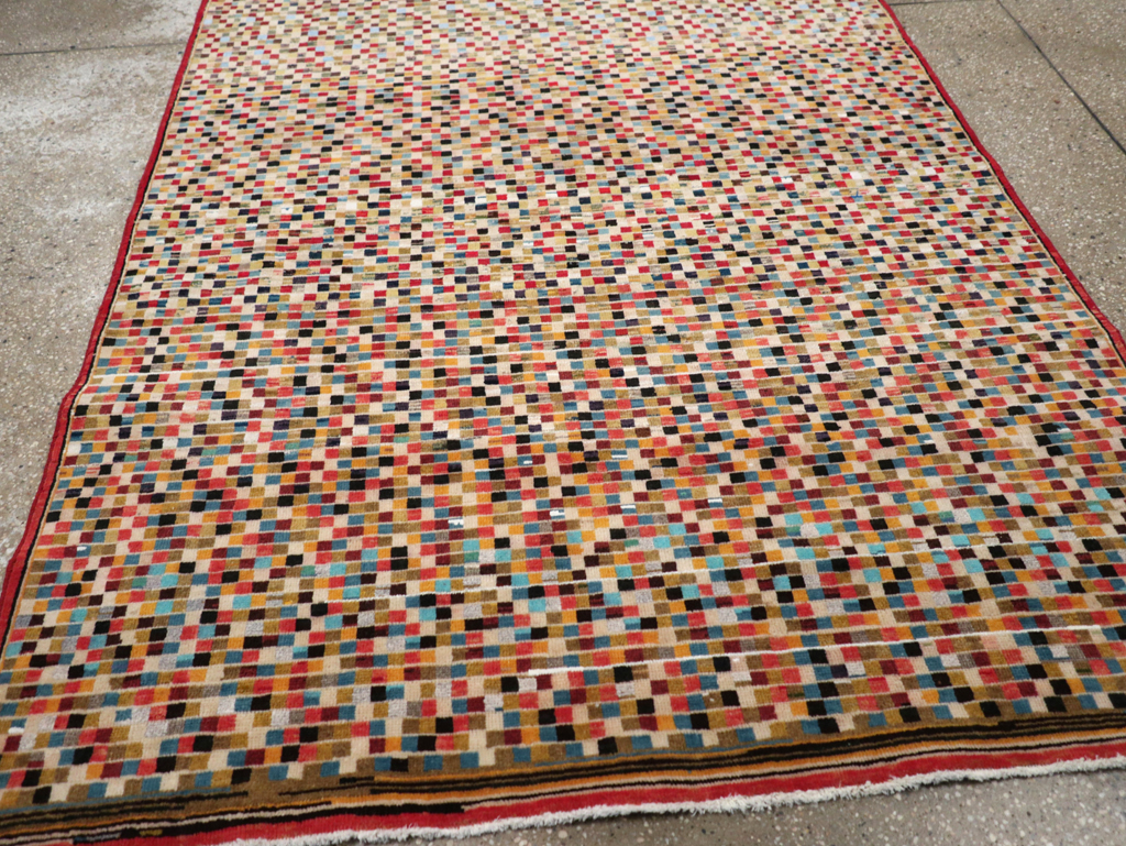 Vintage Persian Kashan Modernist Rug, No.23109 - Gss