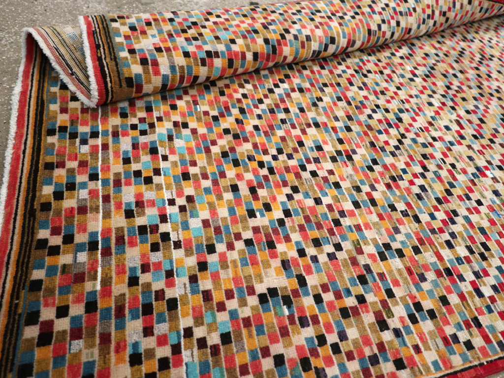 Vintage Persian Kashan Modernist Rug, No.23109 - Gss