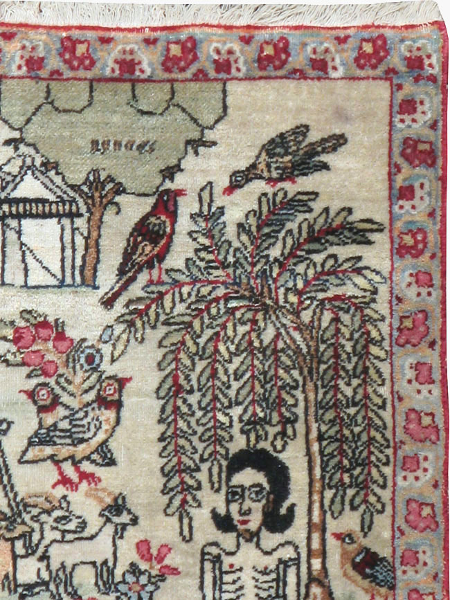 Vintage Persian Kerman Pictorial Rug (Pair: 1 of 2), No.23134 - Gss