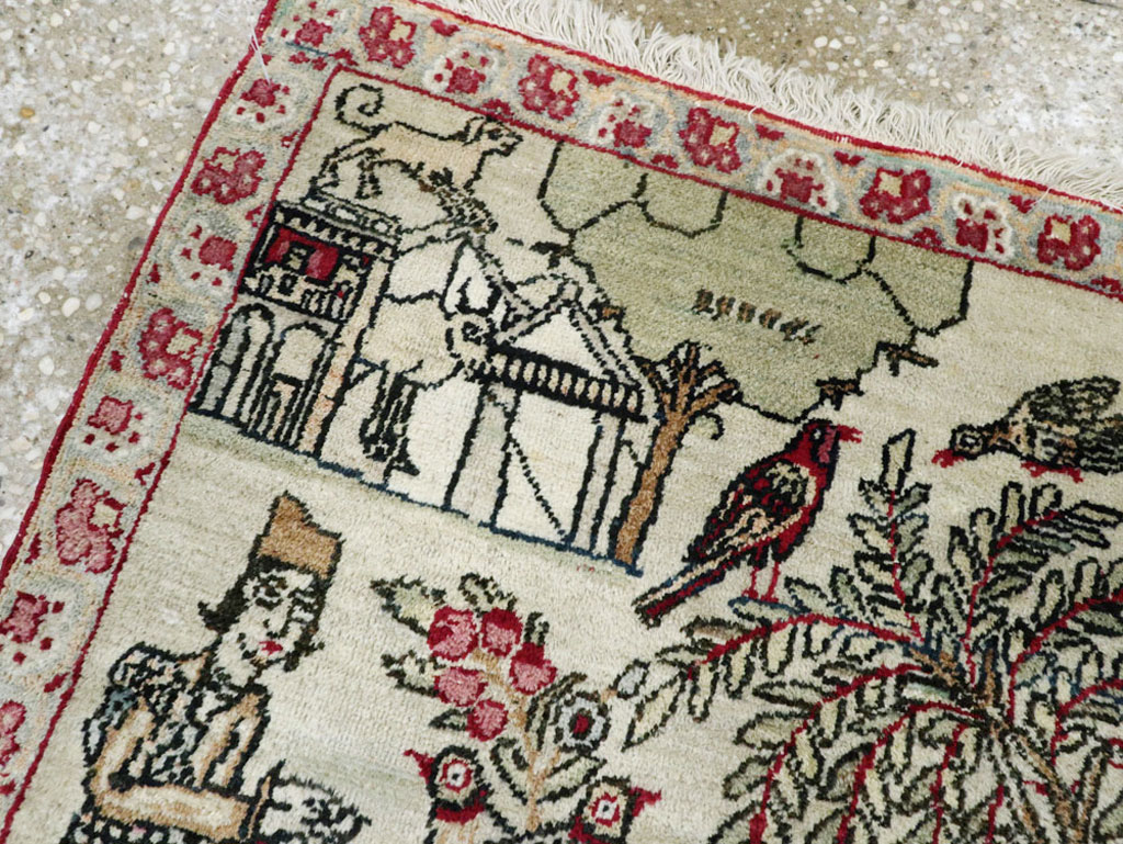 Vintage Persian Kerman Pictorial Rug (Pair: 1 of 2), No.23134 - Gss