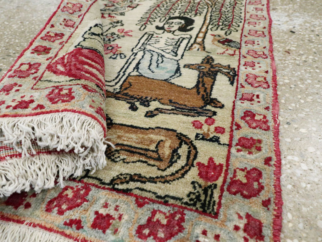 Vintage Persian Kerman Pictorial Rug (Pair: 1 of 2), No.23134 - Gss