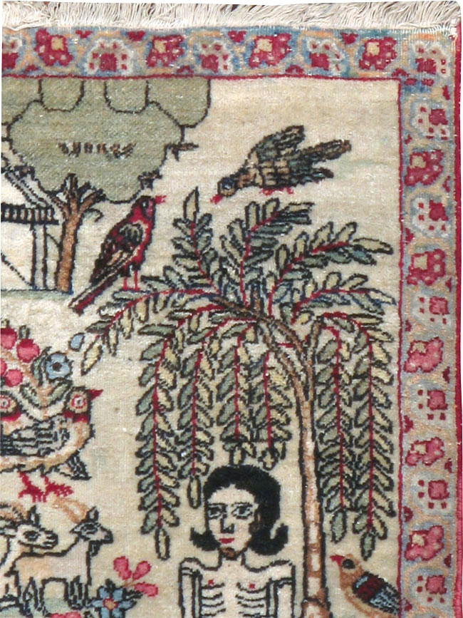 Vintage Persian Kerman Pictorial Rug (Pair: 2 of 2), No.23135 - Gss