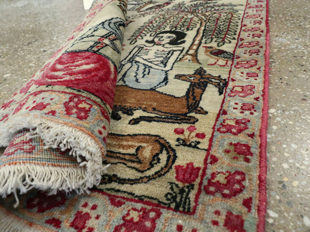Vintage Persian Kerman Pictorial Rug (Pair: 2 of 2), No.23135 - Gss