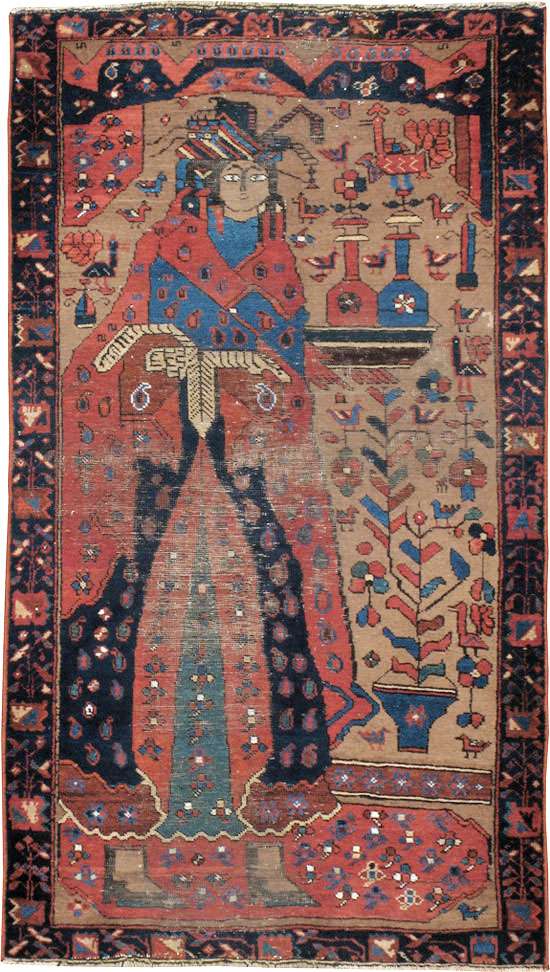 Antique Persian Bakhtiari Pictorial Rug, No.23200 - Gss