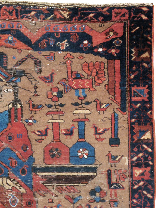 Antique Persian Bakhtiari Pictorial Rug, No.23200 - Gss