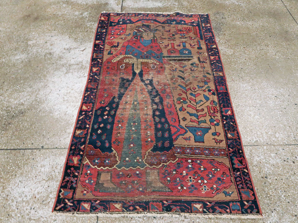 Antique Persian Bakhtiari Pictorial Rug, No.23200 - Gss