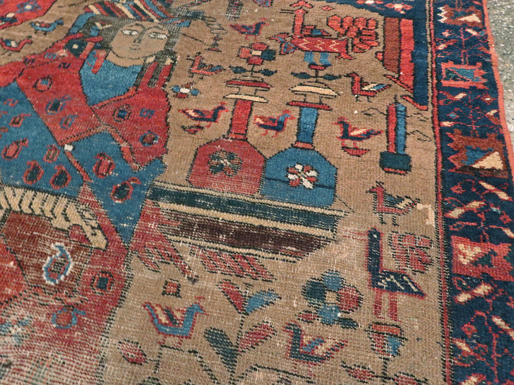 Antique Persian Bakhtiari Pictorial Rug, No.23200 - Gss