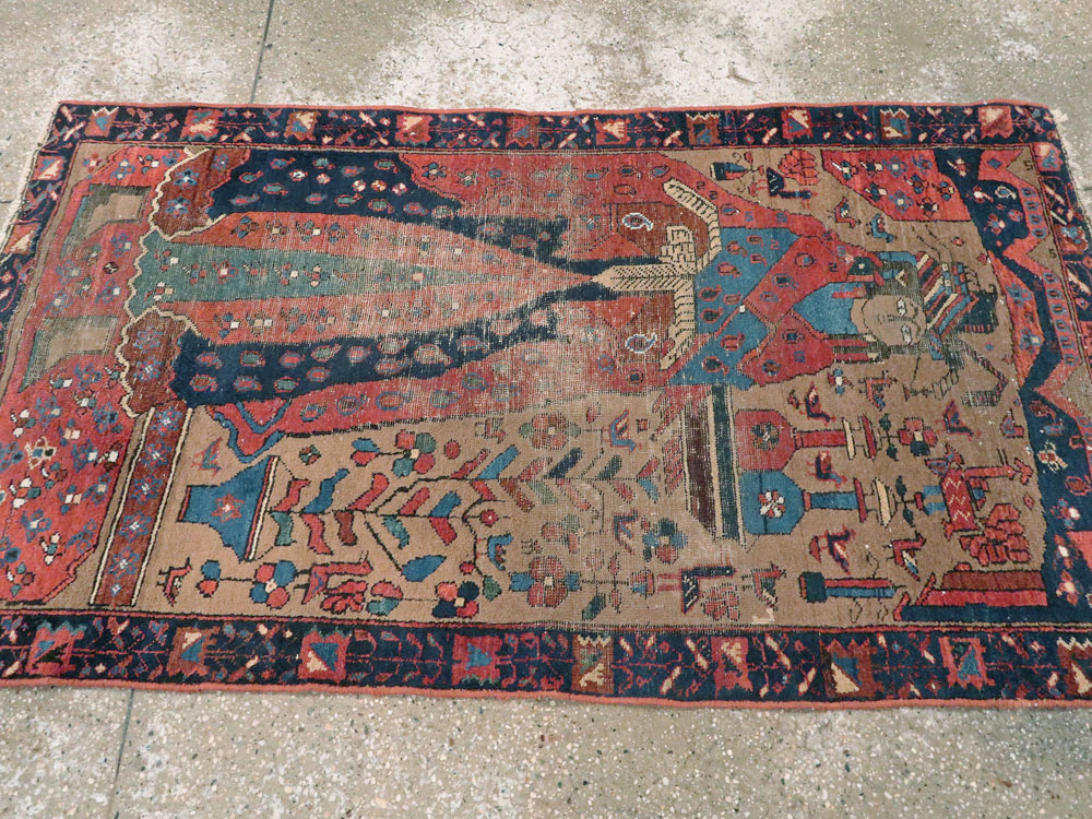 Antique Persian Bakhtiari Pictorial Rug, No.23200 - Gss