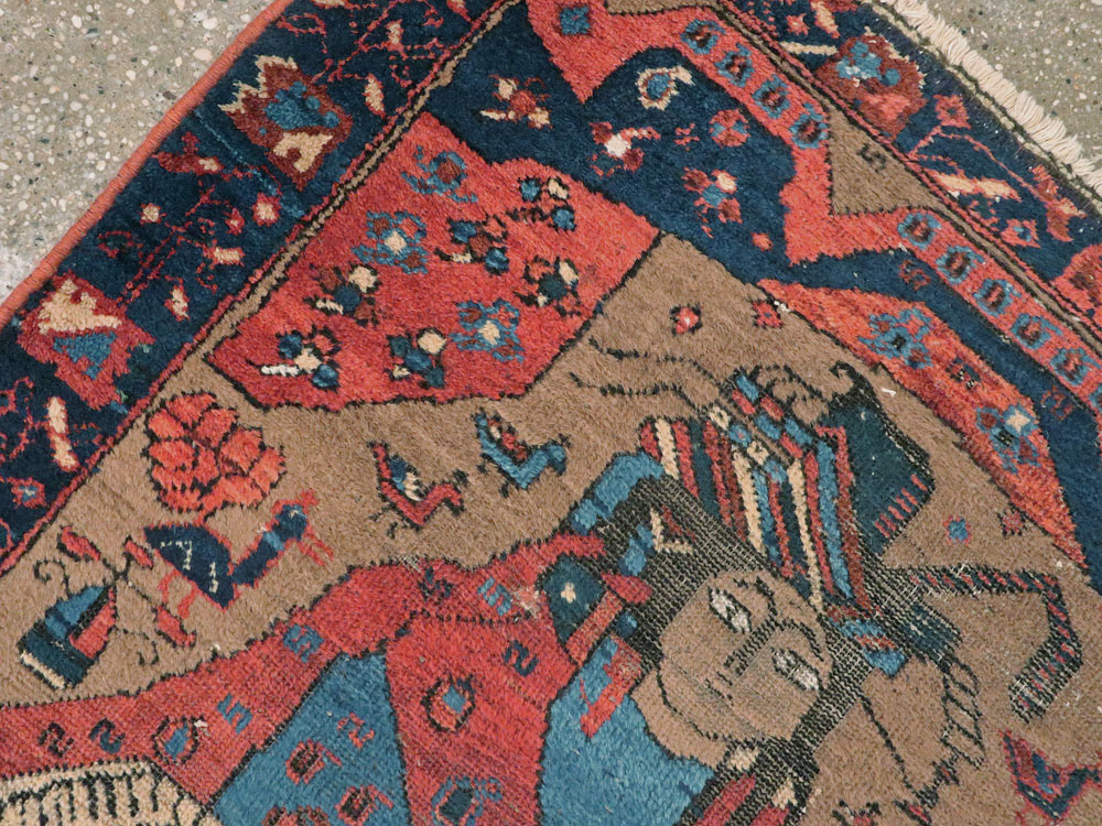 Antique Persian Bakhtiari Pictorial Rug, No.23200 - Gss