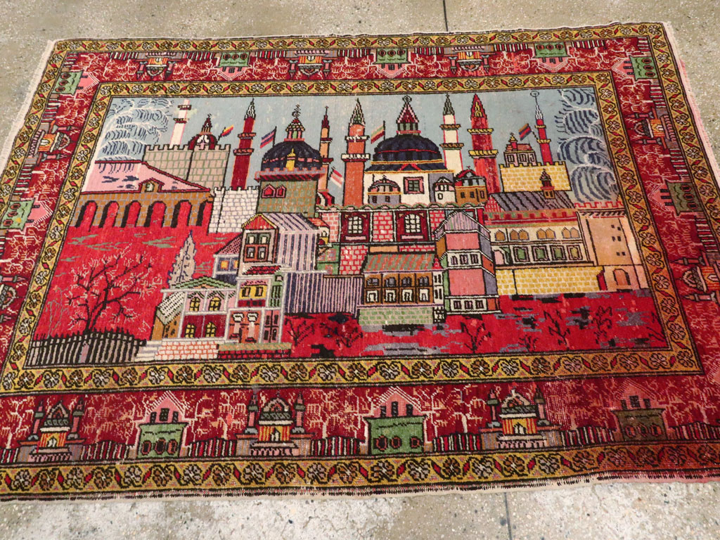 Vintage Anatolian Pictorial Rug, No.23202 - Gss