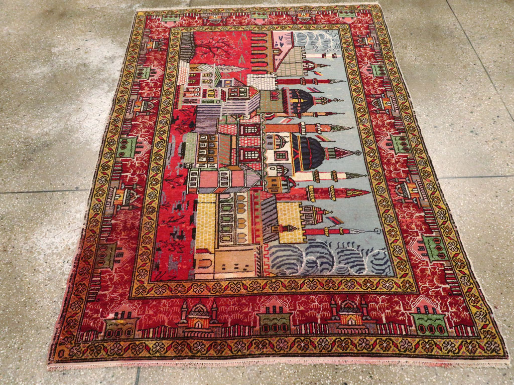 Vintage Anatolian Pictorial Rug, No.23202 - Gss